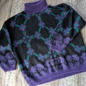 United Colors Of Benetton Purple and Black Turtleneck Sweater